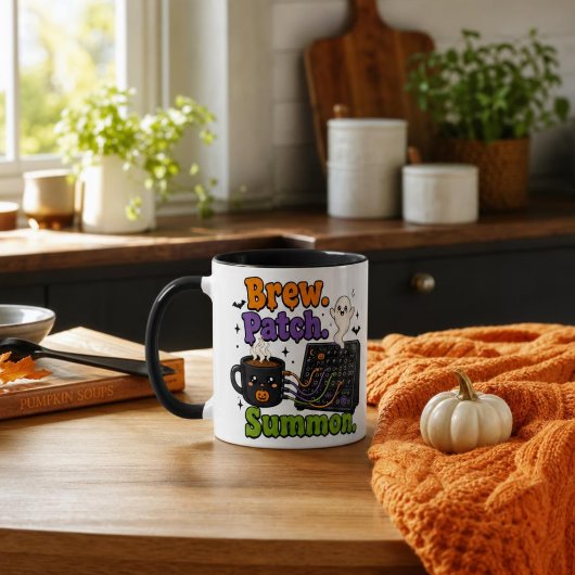 Brew. Patch. Summon. – Halloween Synth Nerd Tasse