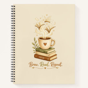 Brew. Read. Repeat. Cozy Kaffee & Buch Notizbuch