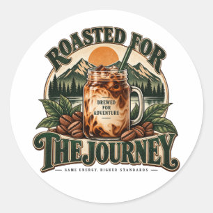 Brew Roam Repeat Vintage Eiskaffee Berg Runder Aufkleber