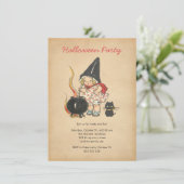 Brew-schwarze Katze der KinderHalloween-Party-der Einladung (Stehend Vorderseite)