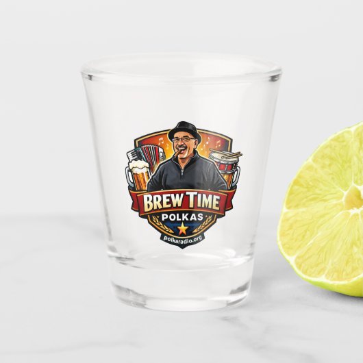 Brew Time Polkas Schnapsglas (Vorderseite)