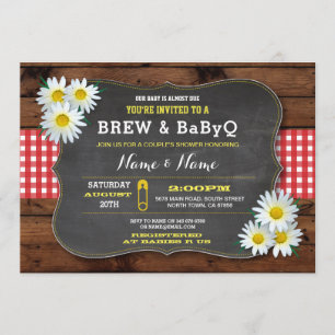 Brew und BABYQ Baby Shower Red Karo Einladung