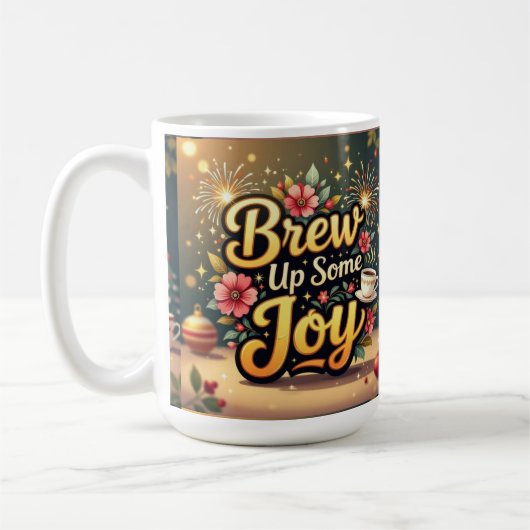 Brew up some joy frohe Weihnachten Kaffeetasse (Links)