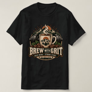 Brew With Grit Vintage-Kaffee-Fitness-Stärke T-Shirt