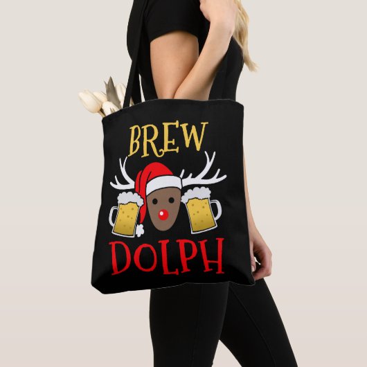 Brewdolph - Funny Reindeer Beer Christmas Geschenk Tasche (Von Nahem)