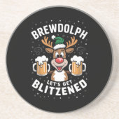 Brewdolph Let's Get Blitzned Christmas Reindeer B Getränkeuntersetzer (Vorne)