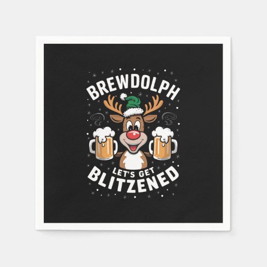 Brewdolph Let's Get Blitzned Christmas Reindeer B Serviette (Vorderseite)