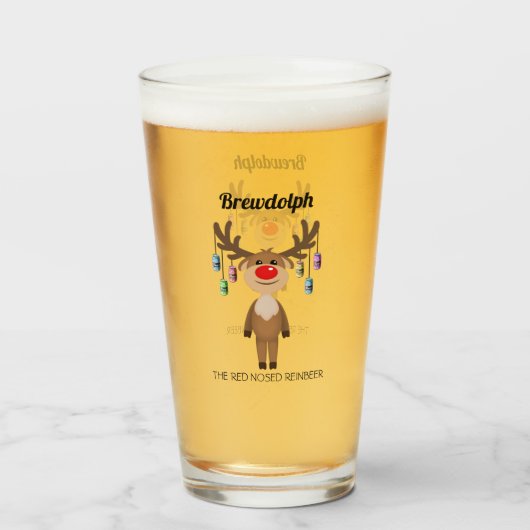 Brewdolph the Red Nosed Reinbeer Glas (Vorne (Gefüllt))