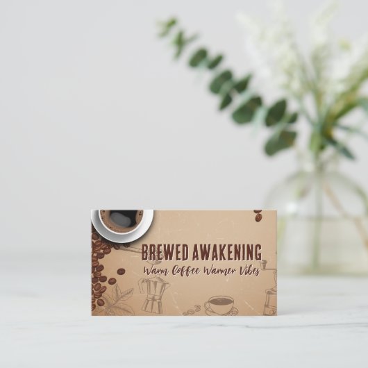 Brewed Coffee Cup Retro Illustrations Visitenkarte (Stehend Vorderseite)