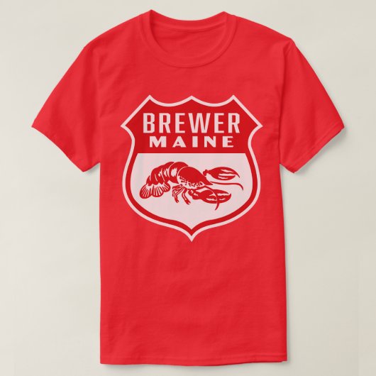 Brewer Maine Retro Shield Red T-Shirt (Design vorne)