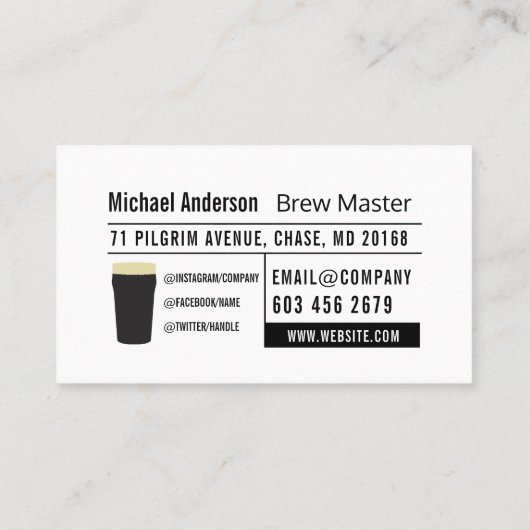 Brewery Production Equipment | Beer Visitenkarte (Rückseite)