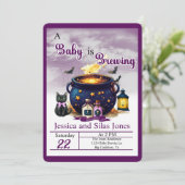 Brewing A Baby Invitation Einladung (Stehend Vorderseite)
