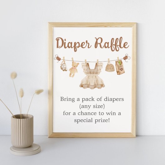 Brewing Coffee Baby Shower Diaper Raffle Sign Poster