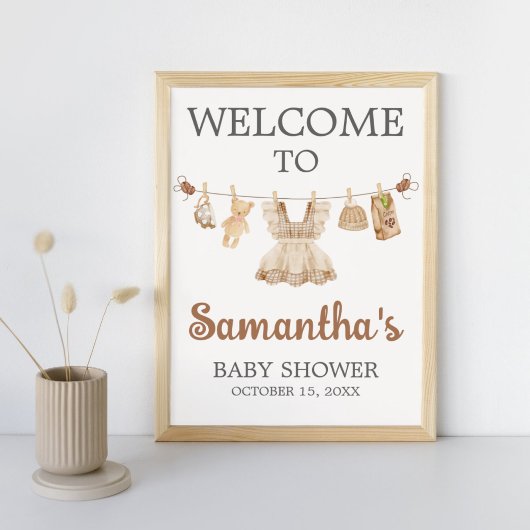 Brewing Coffee Baby Shower Welcome Sign Poster