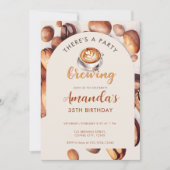 Brewing Coffee Bean Any Age Birthday Einladung (Vorderseite)