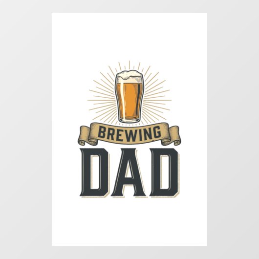 Brewing Dad Beer Vintage Engraving Shirt Design_1 Fensteraufkleber (Blatt)