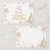 Brewing Pink Winter Tea Party Baby Shower Details Begleitkarte (Vorne/Hinten)