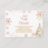 Brewing Pink Winter Tea Party Baby Shower Details Begleitkarte (Vorderseite)