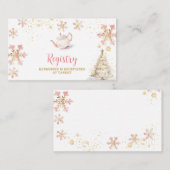 Brewing Pink Winter Tea Party Baby Shower Registry Begleitkarte (Vorne/Hinten)