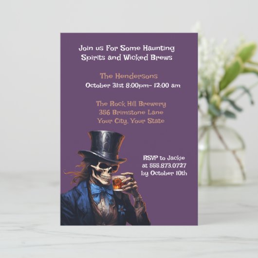 Brews and Boos Adult Halloween-Party Einladung (Stehend Vorderseite)
