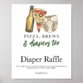 Brews and diapers Baby Dusche Windel Tombola Poster (Vorne)