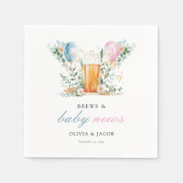 Brews & Baby News Gender Reveal Party Serviette
