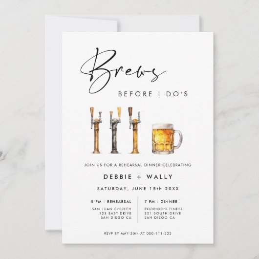 Brews Before I Do's Rehearsal Dinner Einladung (Vorderseite)