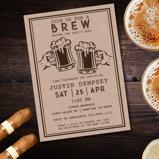 Brews Before the Baby's Due Men's Diaper Party  Einladung