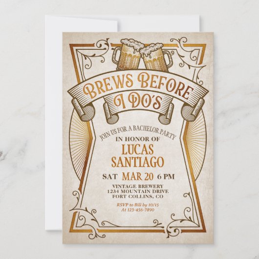 Brews, bevor ich Bachelor Party mache Einladung (Vorderseite)
