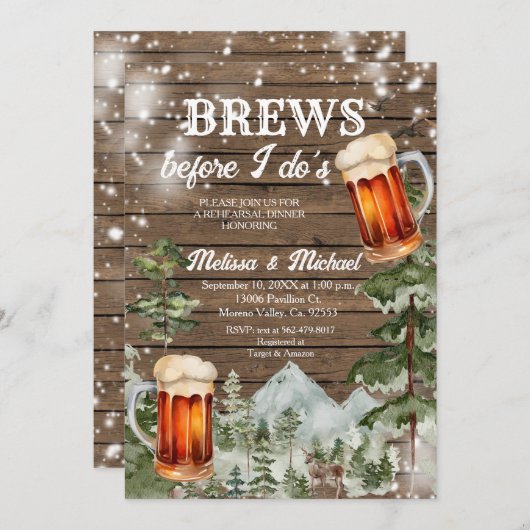 Brews, bevor ich das Probe-Dinner aus Wald mache Einladung (Vorne/Hinten)