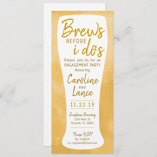 Brews, bevor ich die Engagement-Partei tue Einladung (Vorne/Hinten)