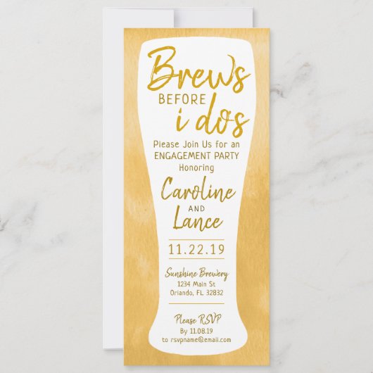 Brews, bevor ich die Engagement-Partei tue Einladung (Vorderseite)
