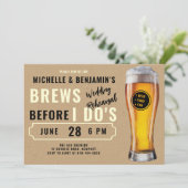 Brews, bevor ich Dos Couple Wedding Probe Lässig Einladung (Stehend Vorderseite)