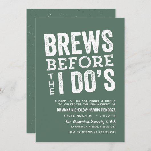 Brews, bevor ich Do's Probe Abendessen Salbei Einladung (Vorne/Hinten)