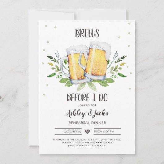 Brews, bevor ich Probe Abendessen Einladung Coed (Vorderseite)