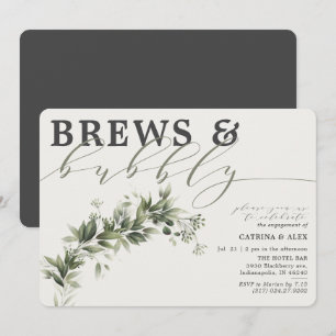 Brews Bubbly Grey Faded Greenerenerity Engagement Einladung