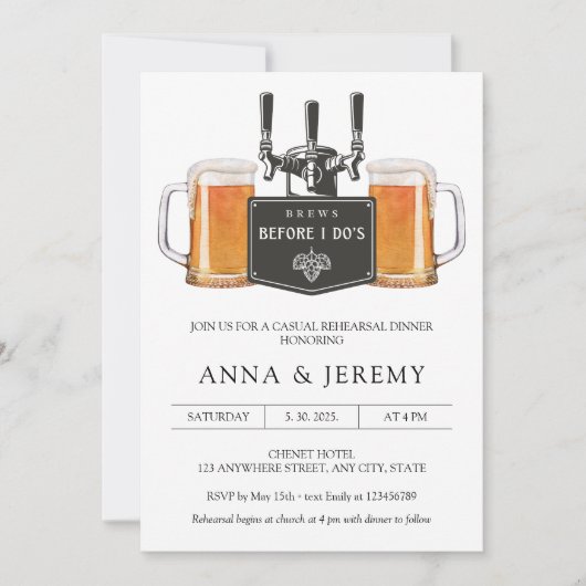 Brews vor dem Bier Lässige Probe Dinner Einladung (Vorderseite)