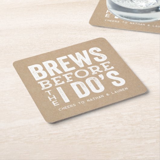 Brews vor der Hochzeit Rechteckiger Pappuntersetzer (angewinkelt)