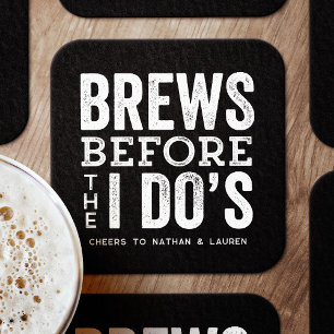 Brews vor meiner schwarz-weißen Junggesellenparty Rechteckiger Pappuntersetzer