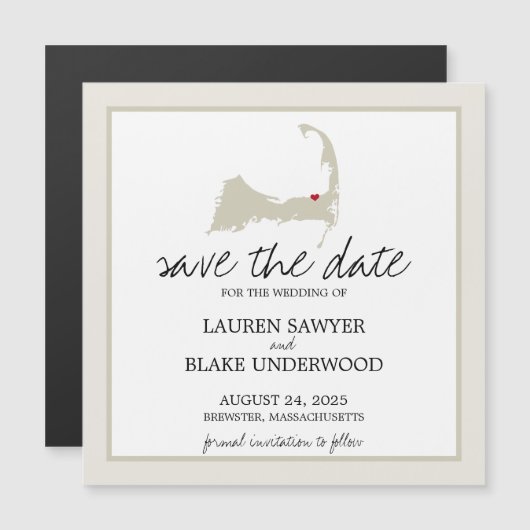 Brewster Cape Cod Wedding Save the Date Magneteinladung (Vorne/Hinten)