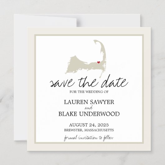 Brewster Cape Cod Wedding Save the Date Magneteinladung (Vorderseite)