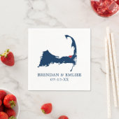 Brewster Capod Map Blue and Movable Red Heart Serviette (Beispiel)