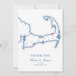 Brewster MA Cape Cod Map Wedding Foto Dankeskarte