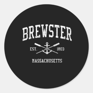 Brewster Ma Crossed Oars Boat Anchor Sport Runder Aufkleber