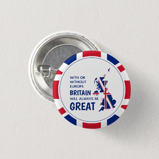 BREXIT Britain Always Great Patriotic Union Jack Button (Vorne & Hinten)