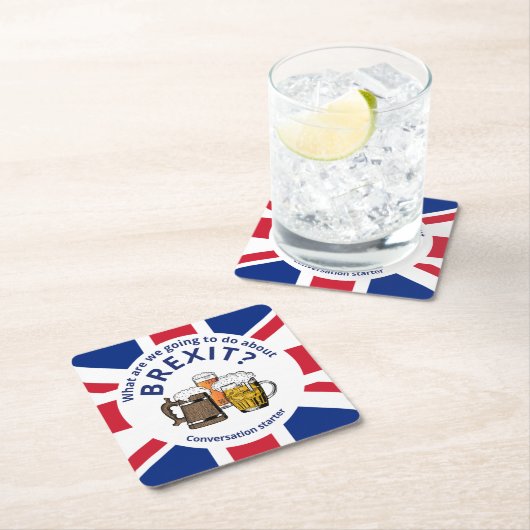 BREXIT Union Jack Conversation Starter Rechteckiger Pappuntersetzer (Vor Ort)
