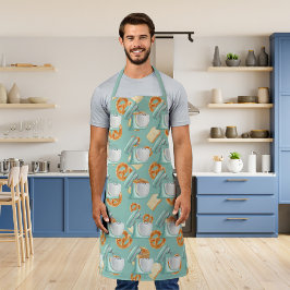 Brezel, Brot und Mischungen grün-blau Schürze