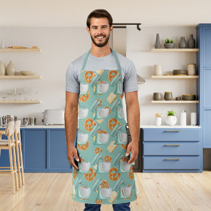 Brezel, Brot und Mischungen grün-blau Schürze