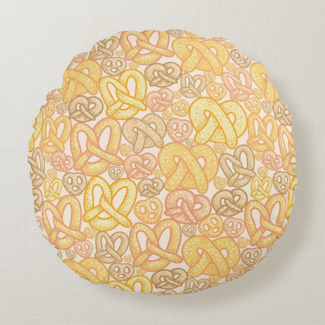 Brezel-Muster Rundes Kissen (Vorderseite)