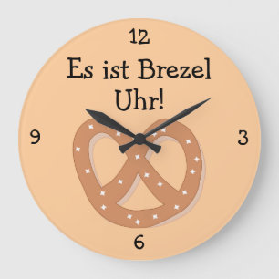 Brezel Uhr: Bretzel O'Clock Oktoberfest Spaß Große Wanduhr
